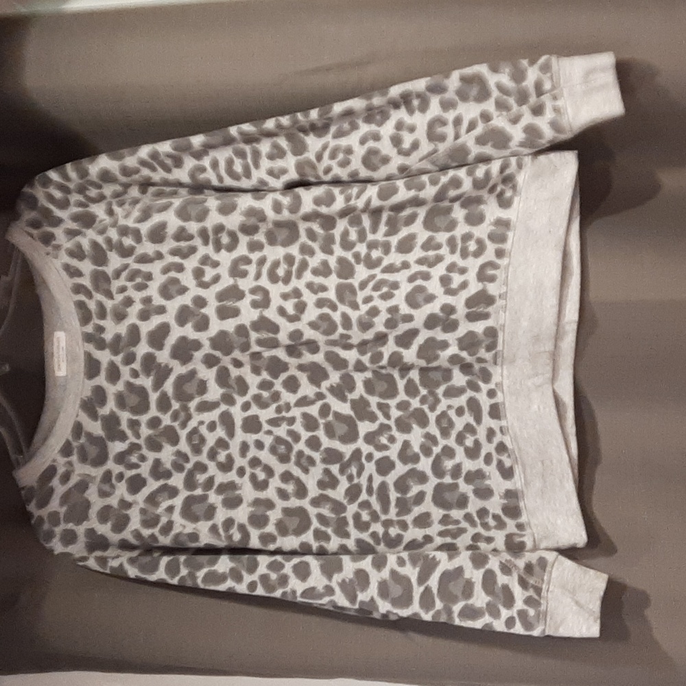 Gray Leopard print fleece sweatshirt